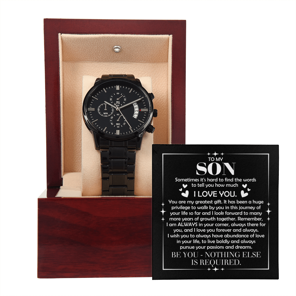 To My Son – Black Chronograph Watch | A Timeless Reminder of Strength & Love