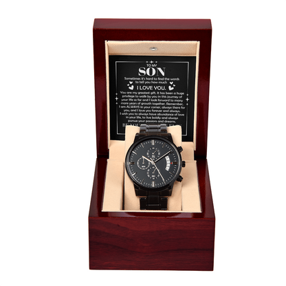 To My Son – Black Chronograph Watch | A Timeless Reminder of Strength & Love