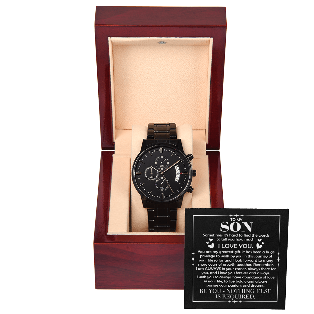 To My Son – Black Chronograph Watch | A Timeless Reminder of Strength & Love