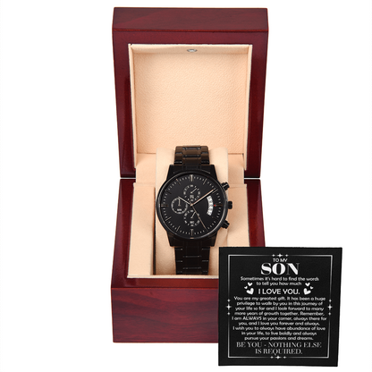 To My Son – Black Chronograph Watch | A Timeless Reminder of Strength & Love