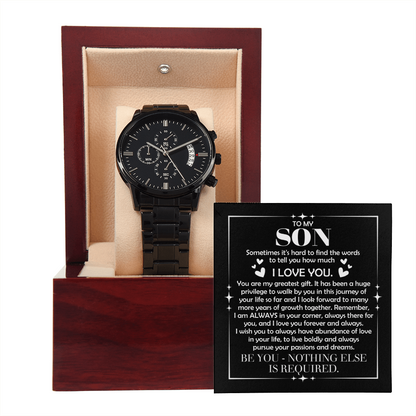 To My Son – Black Chronograph Watch | A Timeless Reminder of Strength & Love