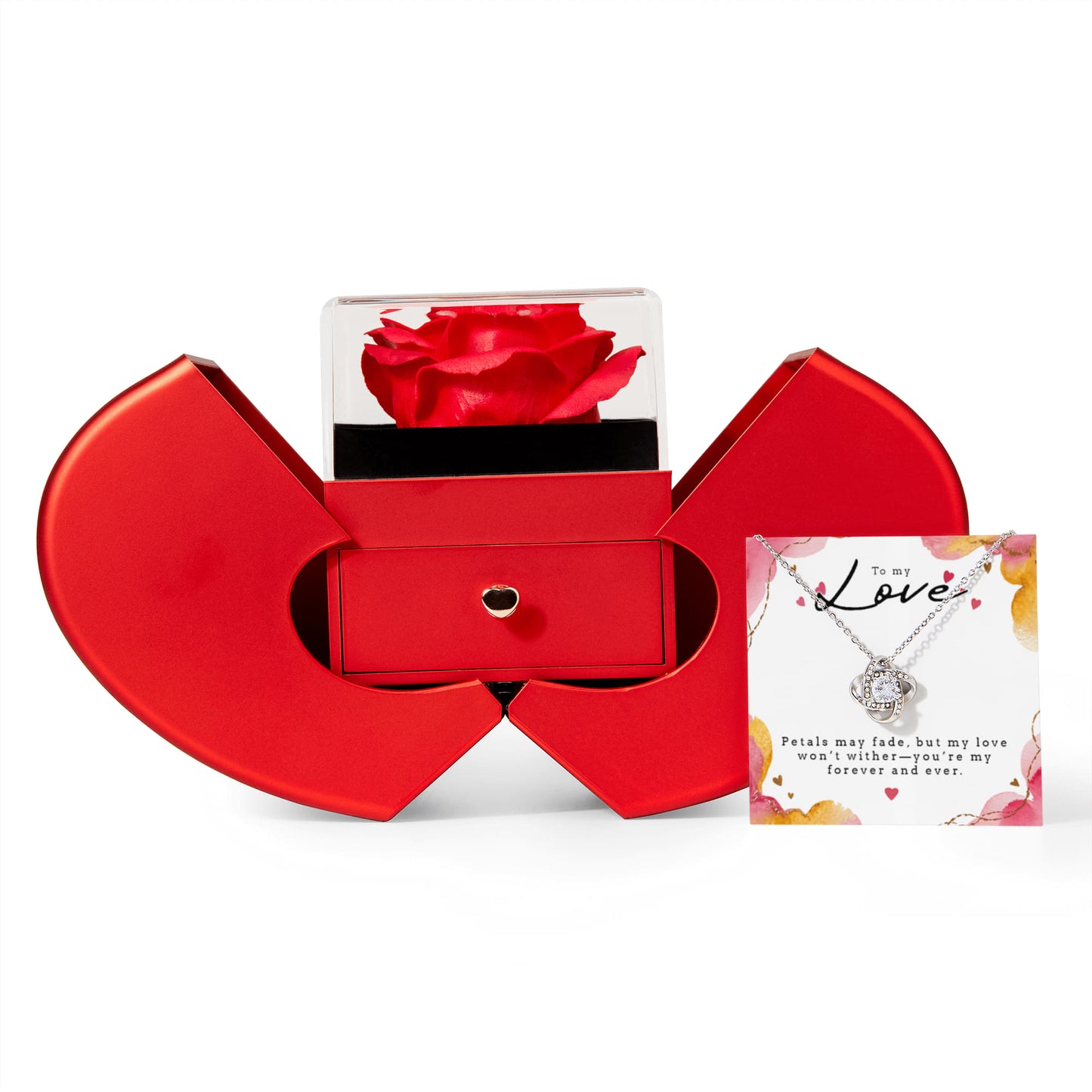 💖 Love Knot Necklace with Red Heart Rose Box – To My Love