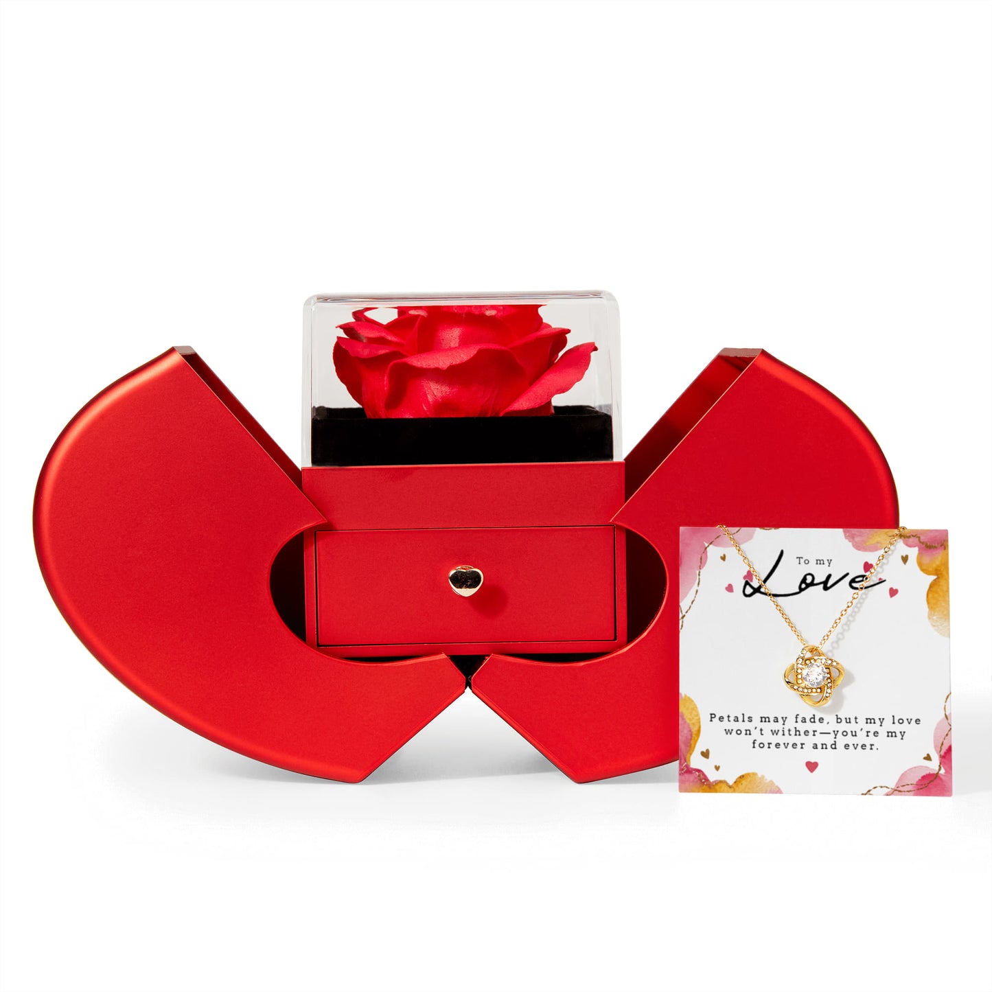 💖 Love Knot Necklace with Red Heart Rose Box – To My Love