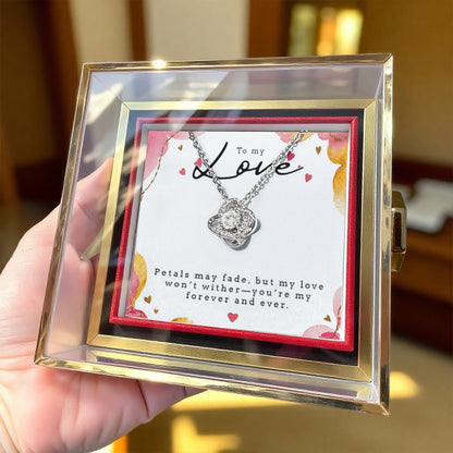 To My Love – Love Knot Necklace in Rotating Rose Gift Box