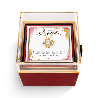 To My Love – Love Knot Necklace in Rotating Rose Gift Box