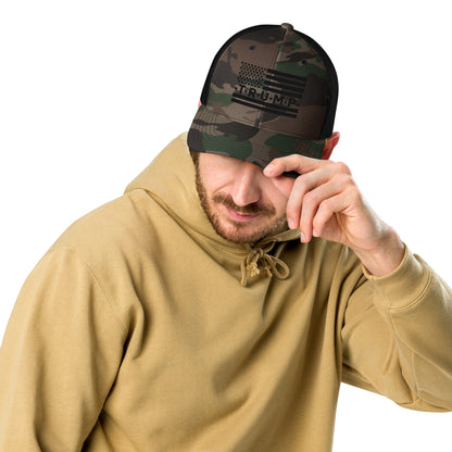 Camouflage Trump Black Puff Embroidery trucker hat