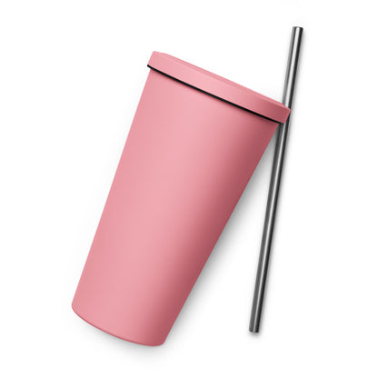 Insulated Mom & Boss tumbler with a straw