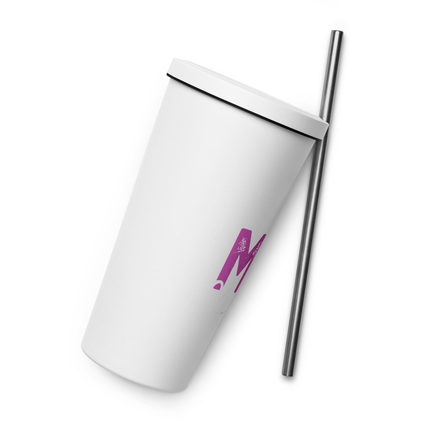 Insulated Mom & Boss tumbler with a straw