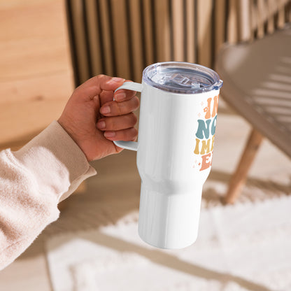 Travel In My No Me Importa Era mug with a handle