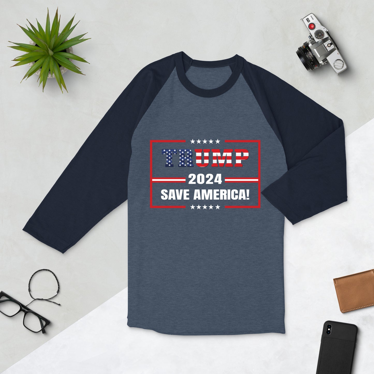 3/4 sleeve raglan Trump Saves America shirt