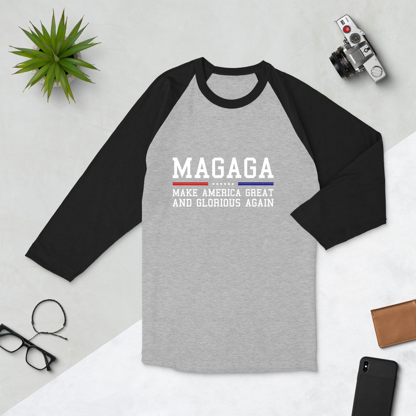 MAGAGA 3/4 sleeve raglan shirt