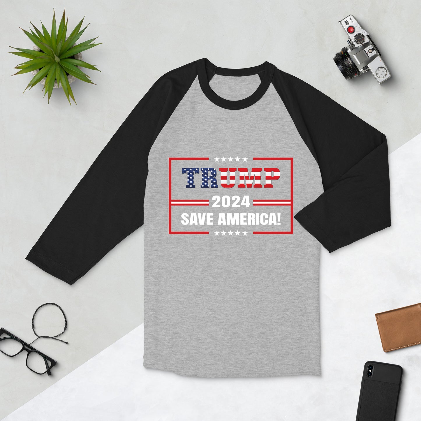 3/4 sleeve raglan Trump Saves America shirt