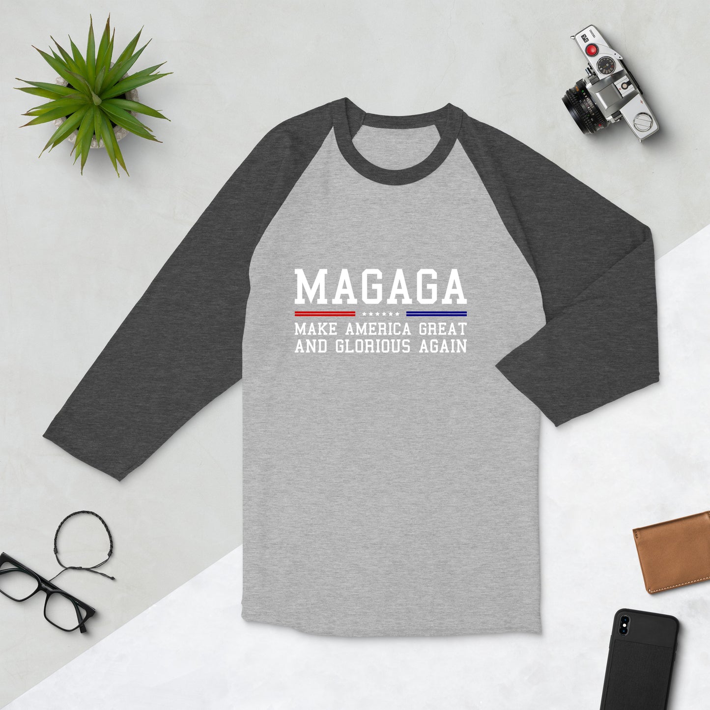 MAGAGA 3/4 sleeve raglan shirt