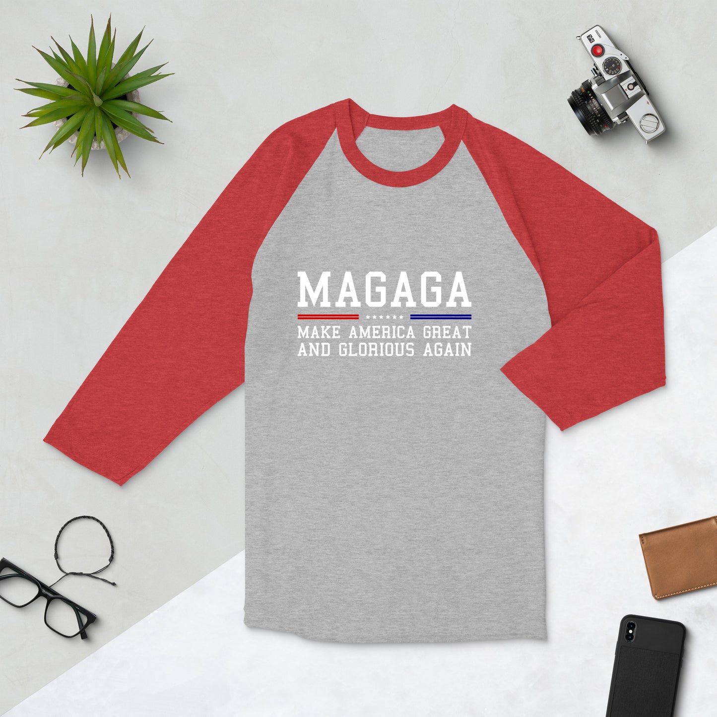 MAGAGA 3/4 sleeve raglan shirt