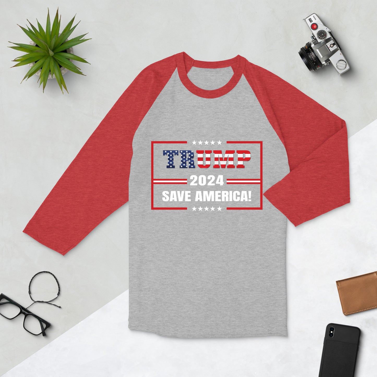 3/4 sleeve raglan Trump Saves America shirt