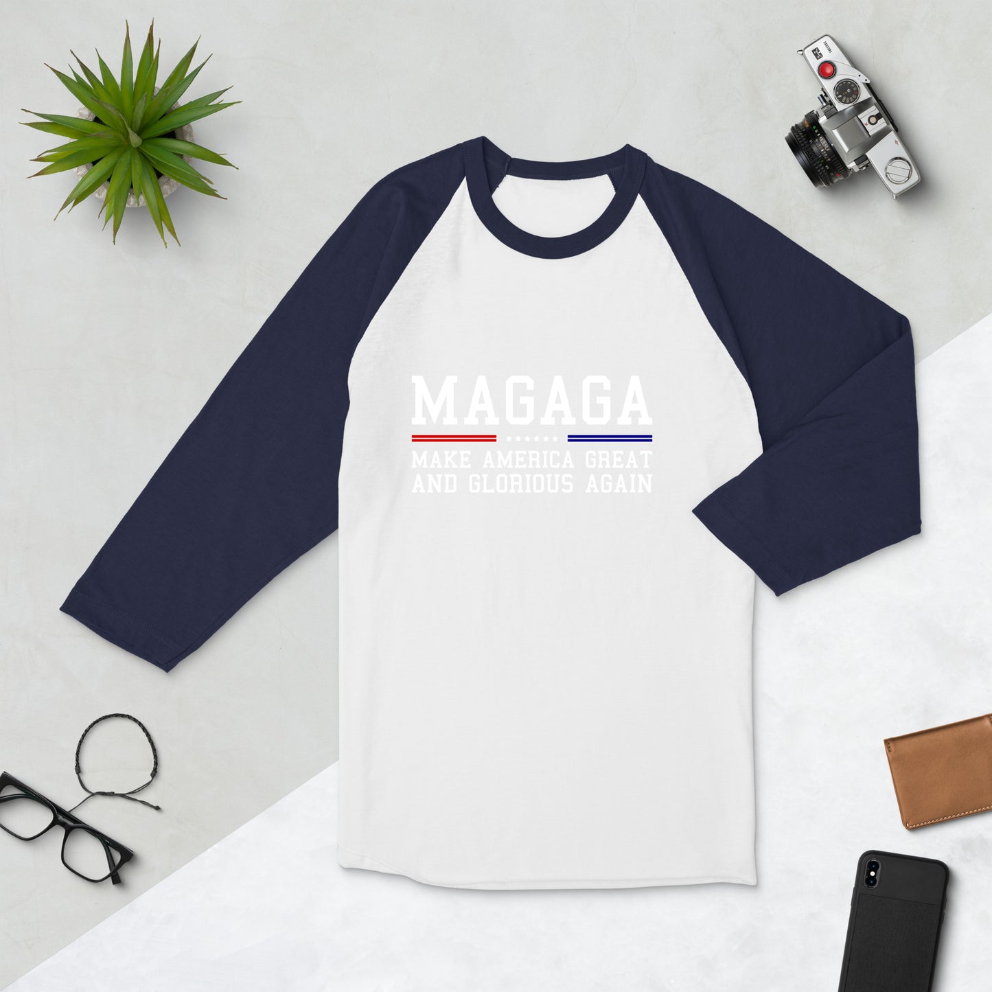 MAGAGA 3/4 sleeve raglan shirt