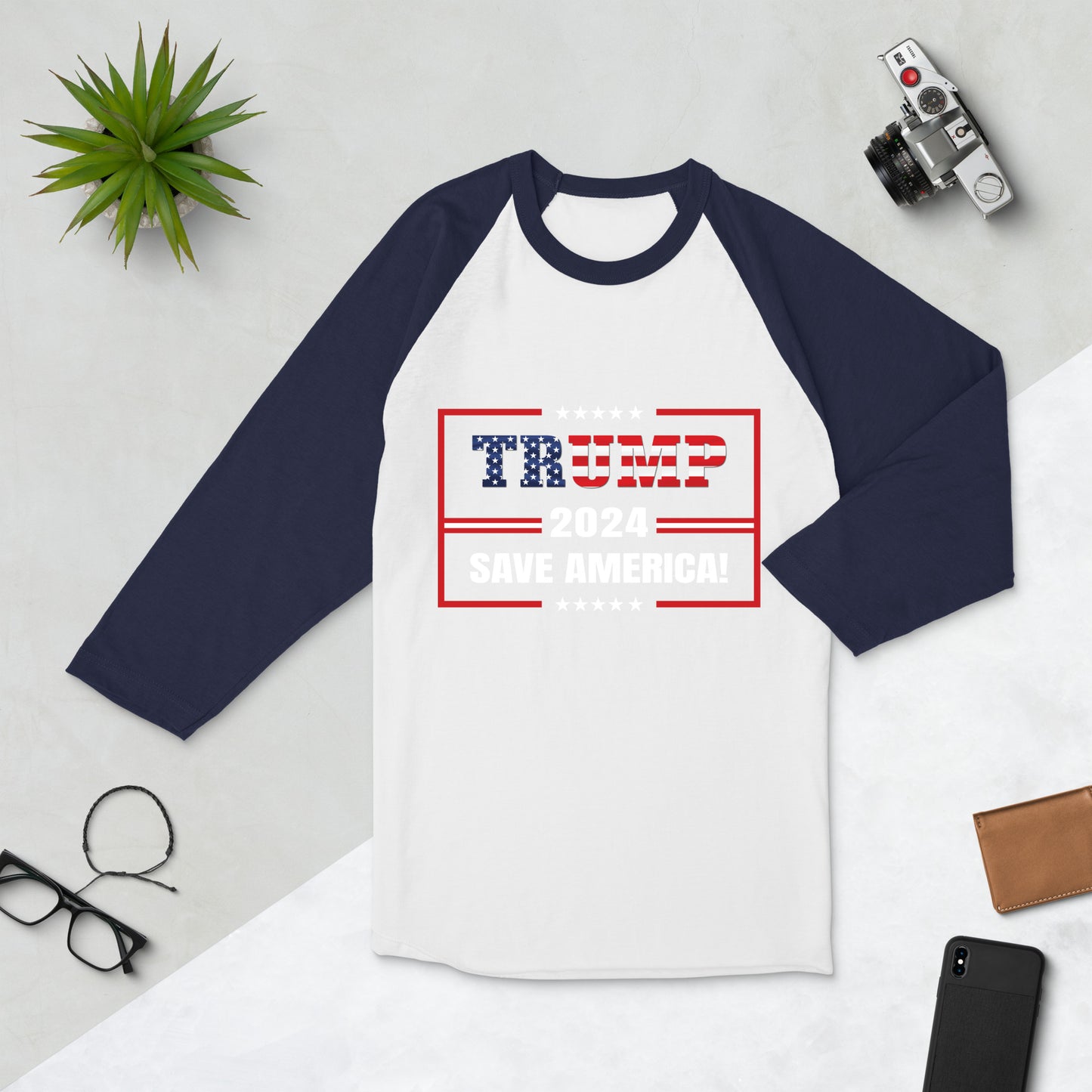 3/4 sleeve raglan Trump Saves America shirt