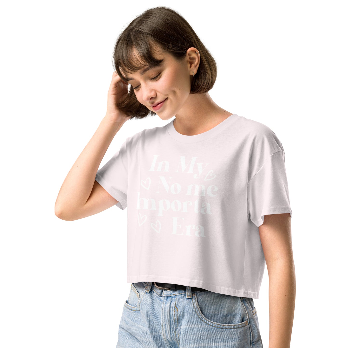 Women’s In My No Importa Era (white) crop top