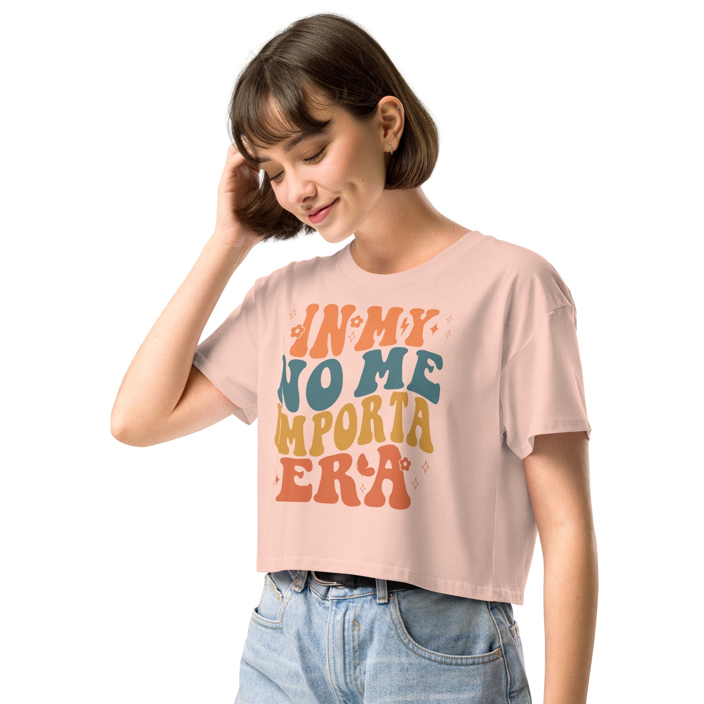 Women’s In My No Me Importa Era (Green and Gold) crop top